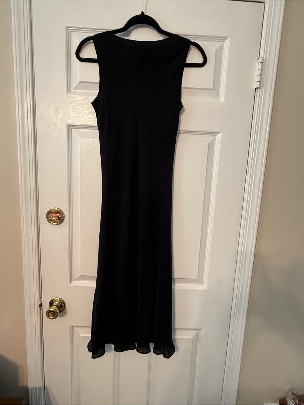 Casual Corner Black Maxi Dress with Floral Bead V-Neck - Picture 4 of 6